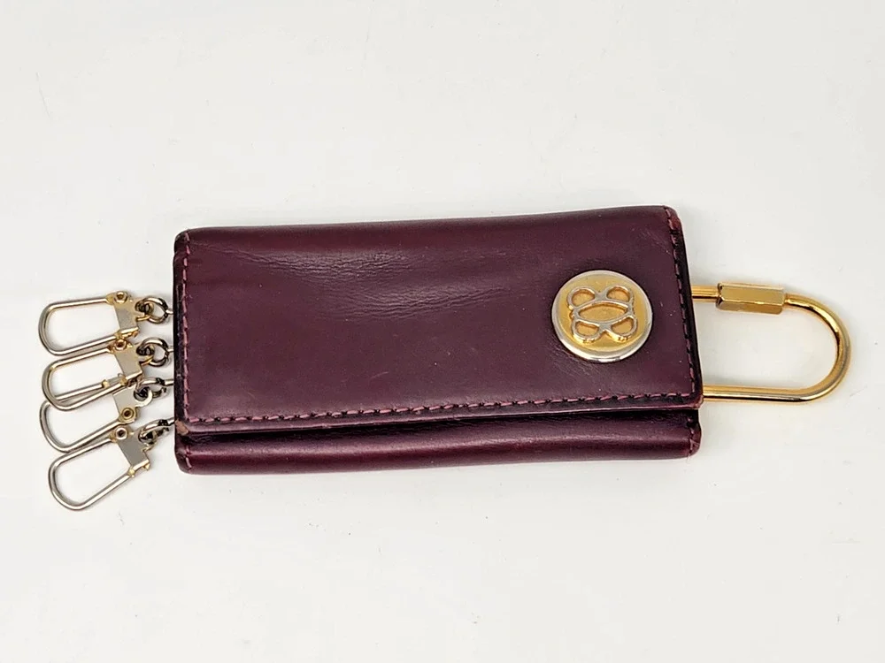 Vintage Bosca USA Brown Soft Leather Key Tainer / Holder 4 Clips